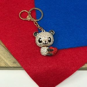New W/Tags Gold Bow Tie Bear Keychain